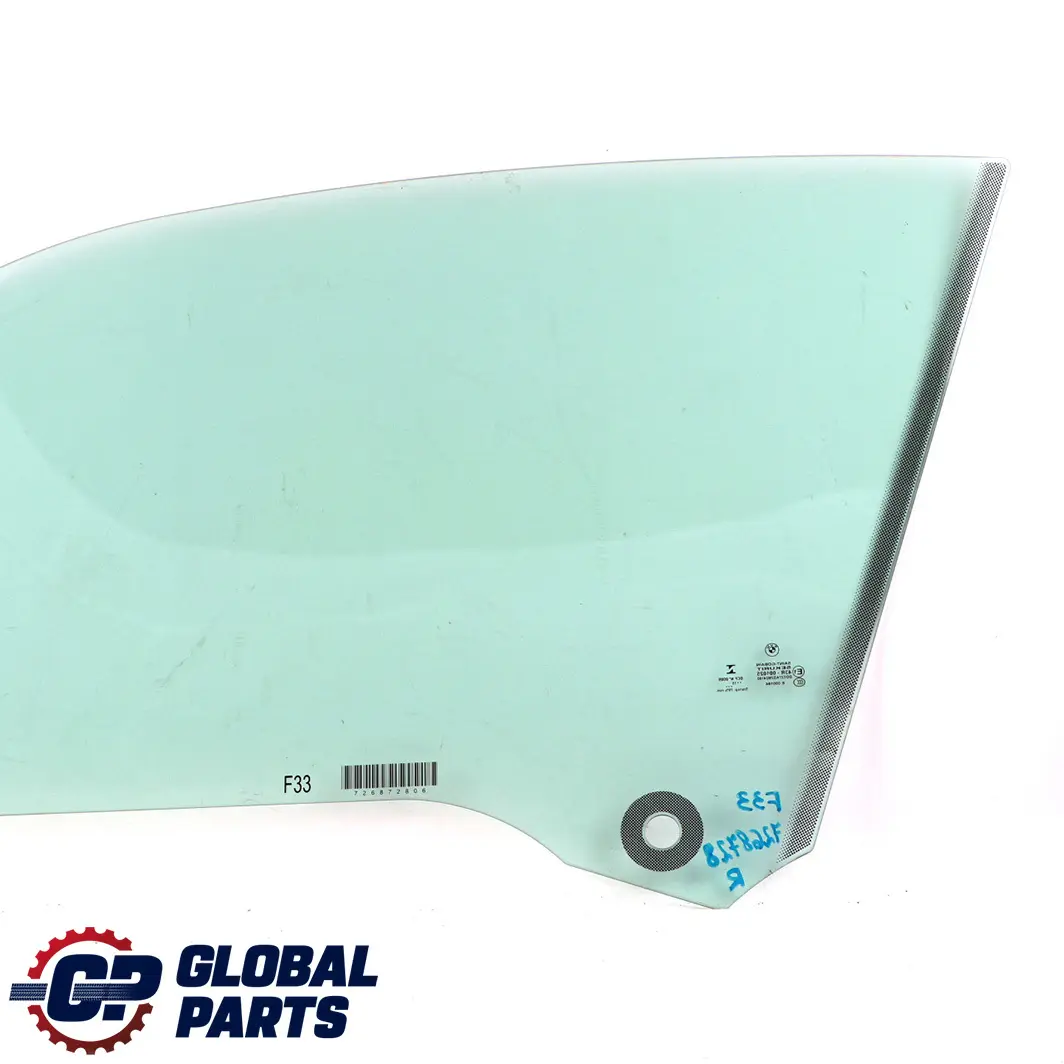 BMW 4 Series F33 F83 M4 Front Right O/S Door Window Glass AS2 7268728