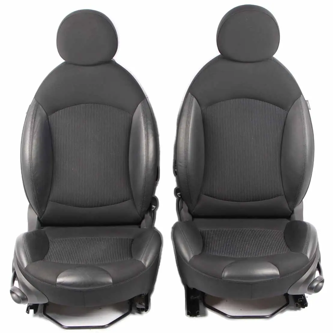 Seats Mini R56 R57 LCI Front Heated Sport Black Leather Cloth Interior Seat Set