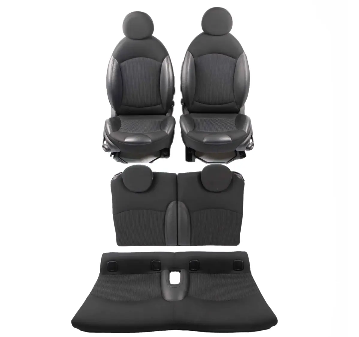 Seats Mini R57 LCI Cabrio Heated Sport Black Leather Cloth Interior Seat Set