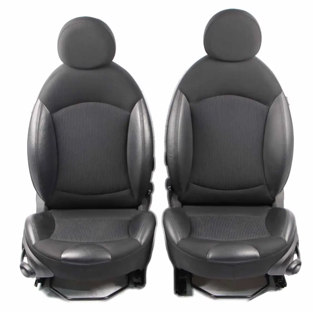 Seats Mini R57 LCI Cabrio Heated Sport Black Leather Cloth Interior Seat Set