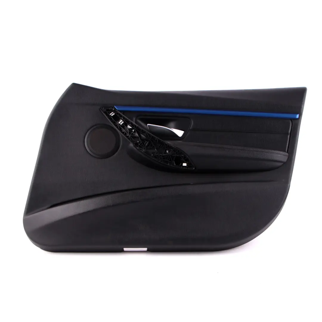 BMW 3 F30 F31 Panel Forro Puerta Delantera Derecha Cuero Negro Tira Azul