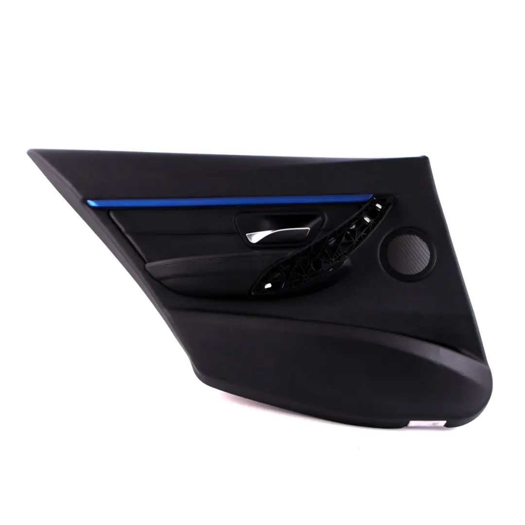 BMW F30 F31 Panel Forro Puerta Trasera Izquierda Cuero Negro Tira Azul