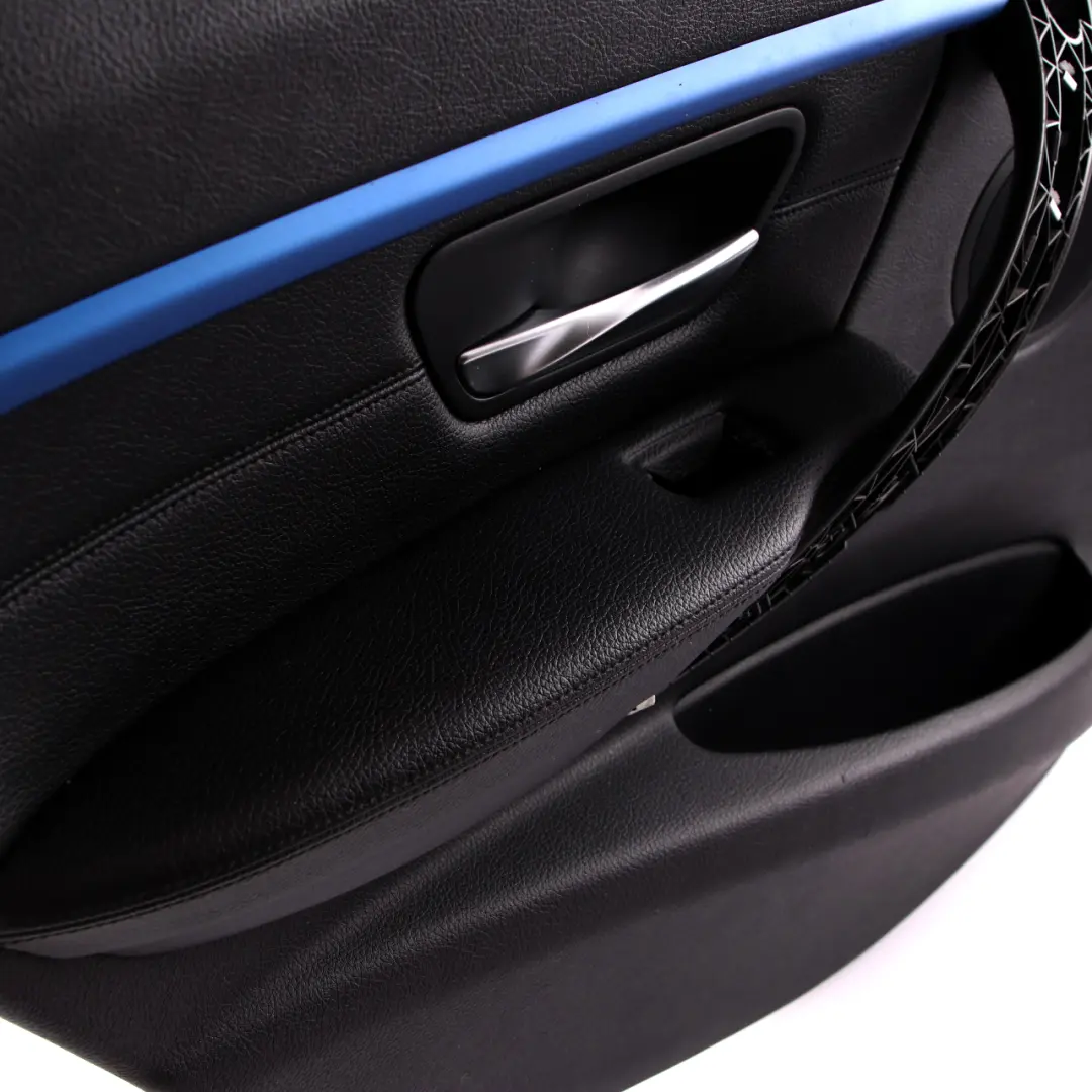 BMW F30 F31 Panel Forro Puerta Trasera Izquierda Cuero Negro Tira Azul