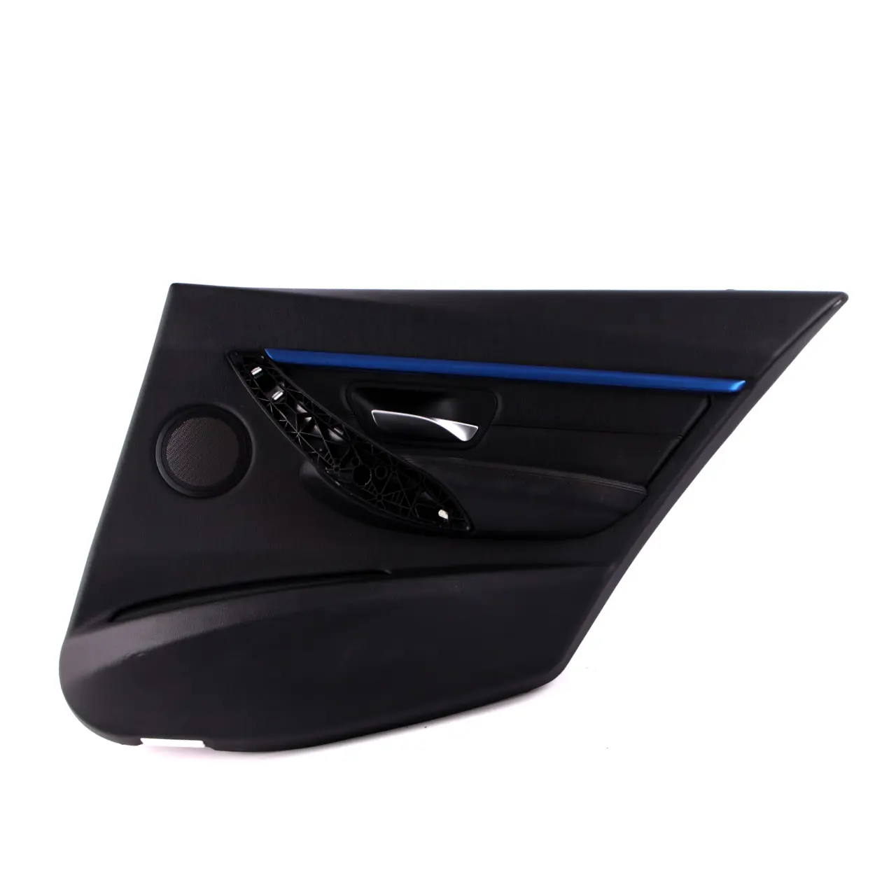 BMW 3 F30 F31 Rear Right O/S Door Card Lining Panel Black Leather Blue Strip
