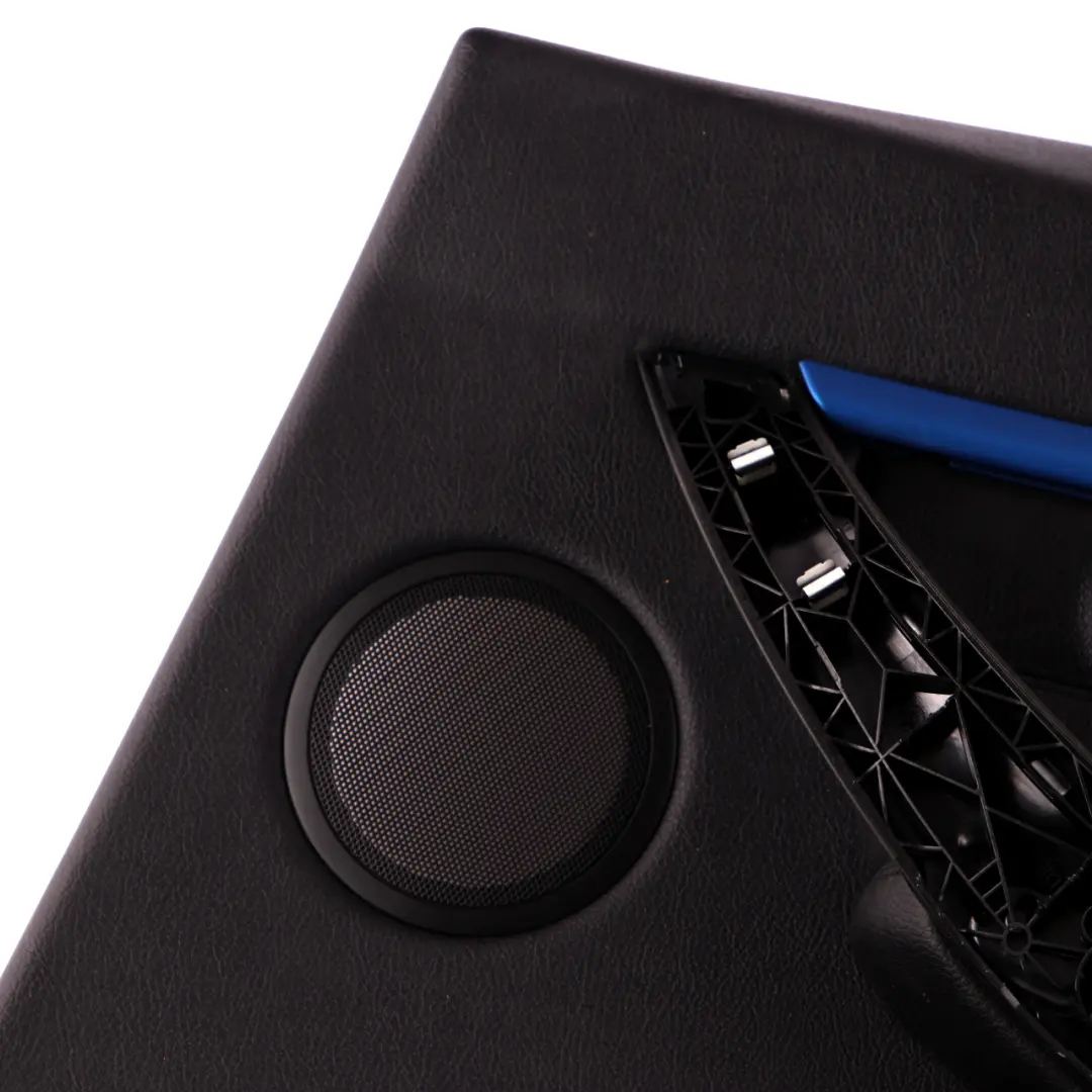 BMW 3 F30 F31 Rear Right O/S Door Card Lining Panel Black Leather Blue Strip