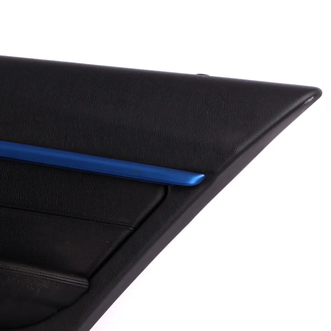 BMW 3 F30 F31 Rear Right O/S Door Card Lining Panel Black Leather Blue Strip