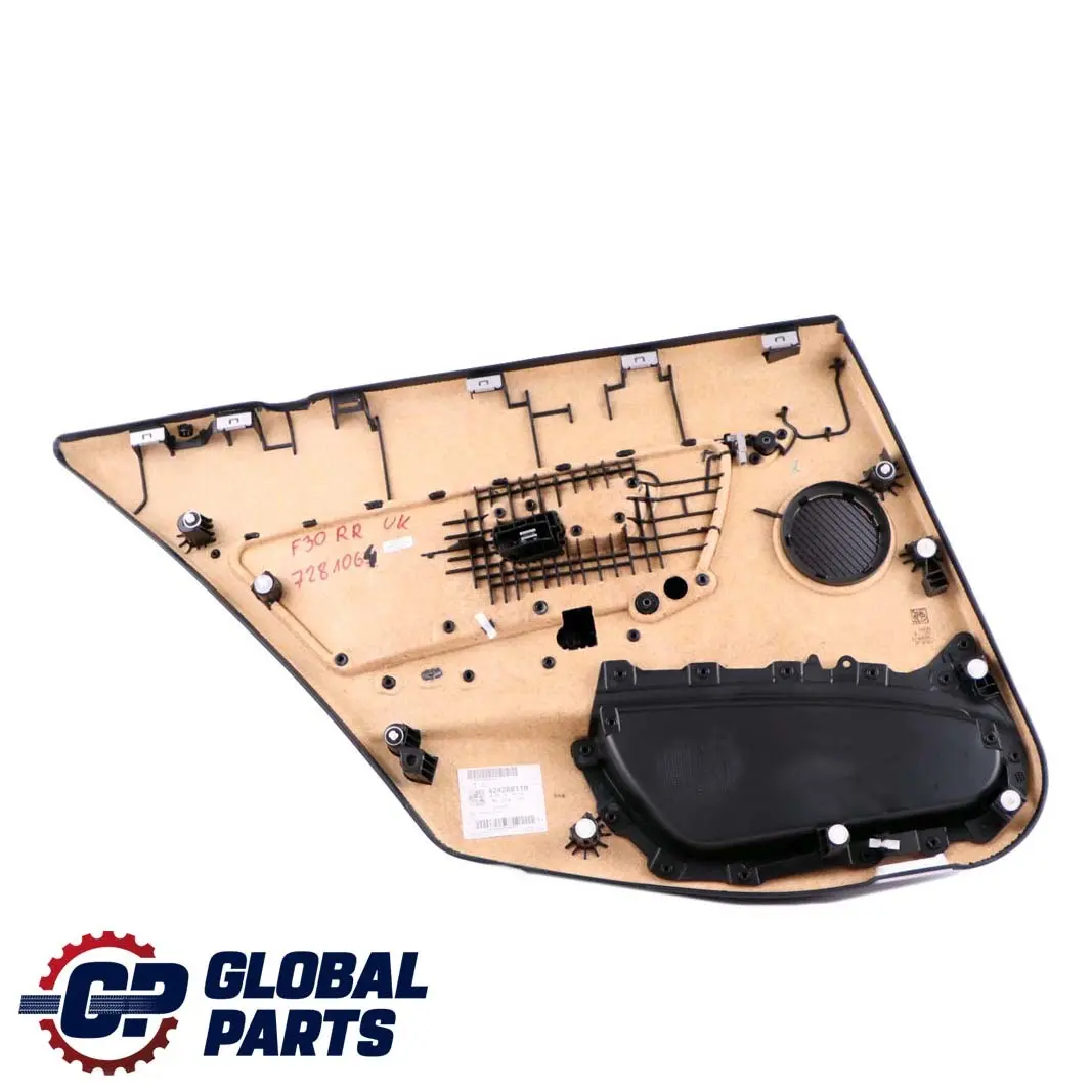 BMW 3 Series F30 F31 Rear Right O/S Door Card Lining Panel Leather Black Oyster