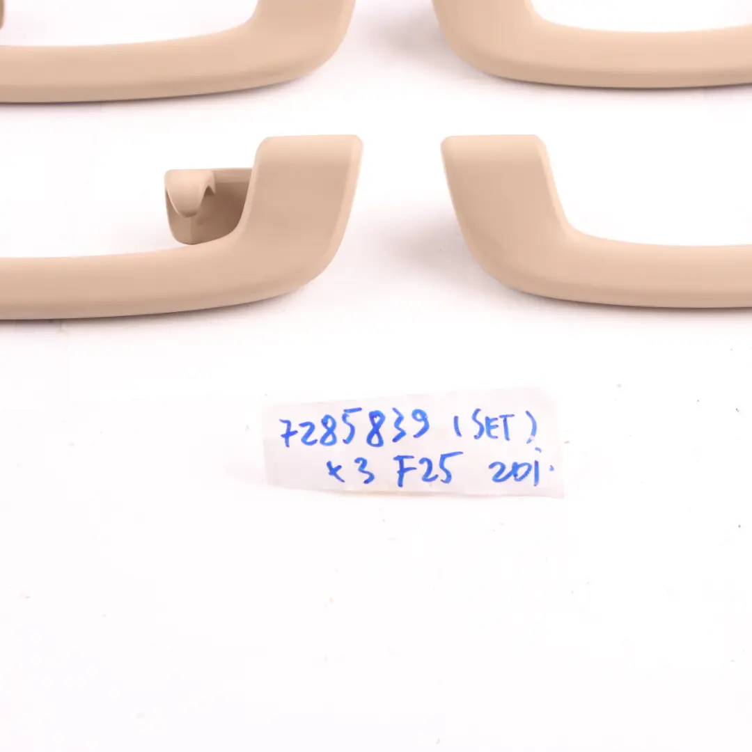 BMW X3 F25 Roof Grab Handle Interior Front Rear Left Right Beige Set 7285839