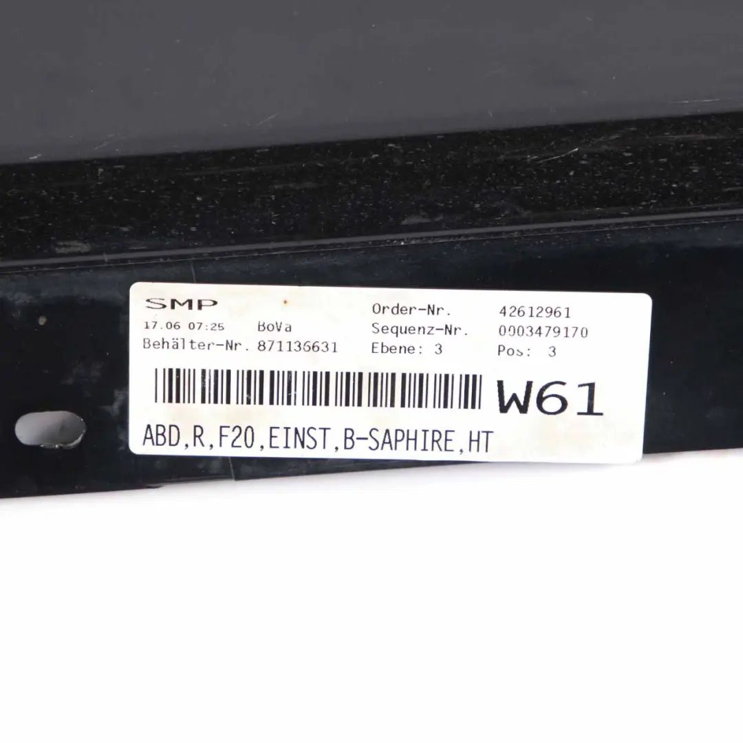 BMW F20 Sill Strip Side Skirt Right O/S Black Sapphire Metallic - 475