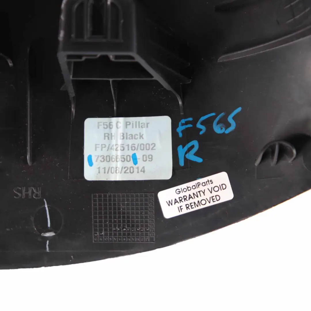 Mini F56 Cover Column C Pillar Trim Right O/S Black 7302780