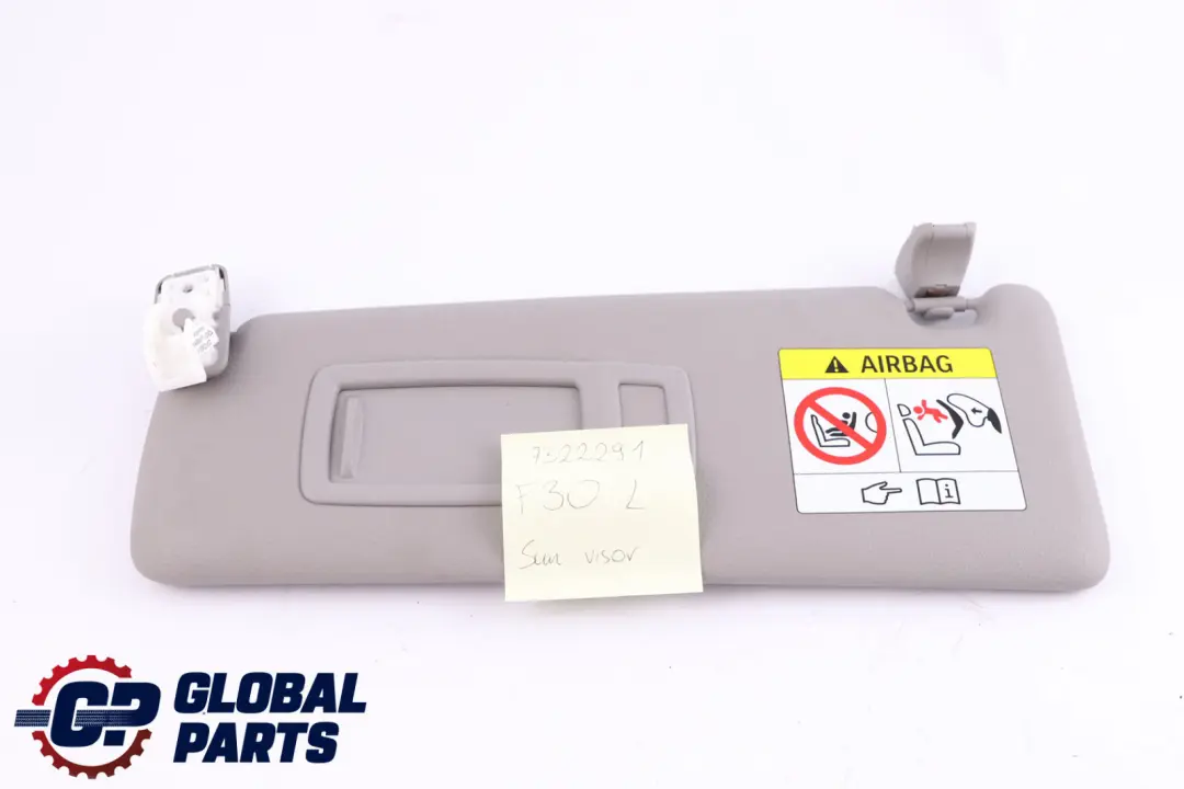 BMW 3 Series F30 F31 Sun Visor With Mirror Left N/S Everestgrau Grey Leather