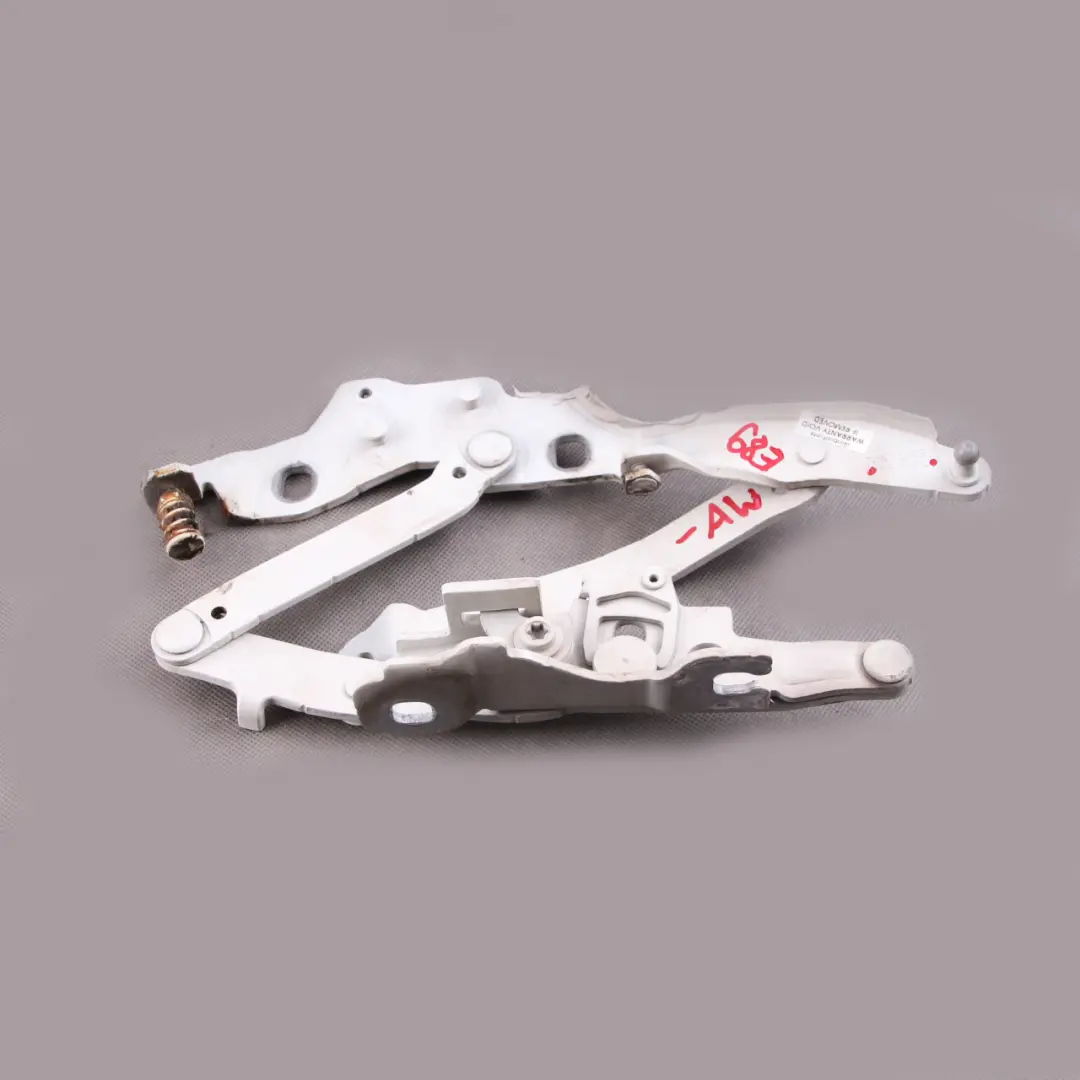 Hood Bonnet Hinge BMW Z4 E89 Right Engine O/S Alpinweiss Alpine White 7285818