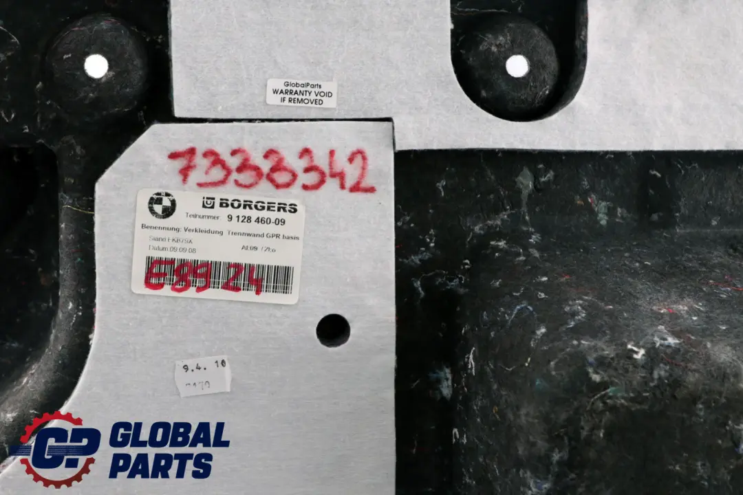 BMW Z4 Series E89 Trunk Lid Partition Trim Panel Bulkhead Black 9128460 7333342