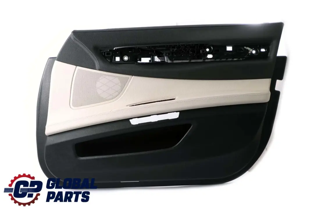 BMW F01 F02 Delantera Derecha O / S Trim Panel Puerta Tarjeta Cuero Blanco