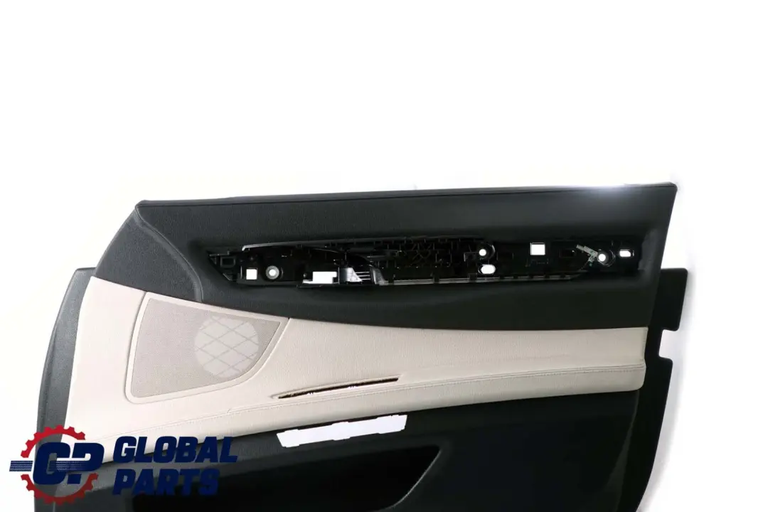 BMW F01 F02 Delantera Derecha O / S Trim Panel Puerta Tarjeta Cuero Blanco