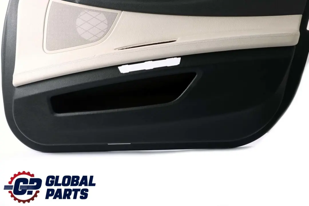 BMW F01 F02 Delantera Derecha O / S Trim Panel Puerta Tarjeta Cuero Blanco