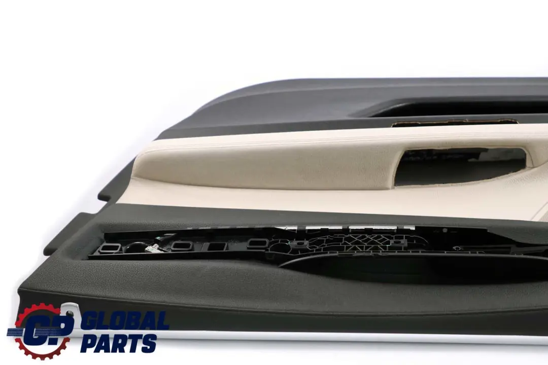 BMW F01 F02 Delantera Derecha O / S Trim Panel Puerta Tarjeta Cuero Blanco