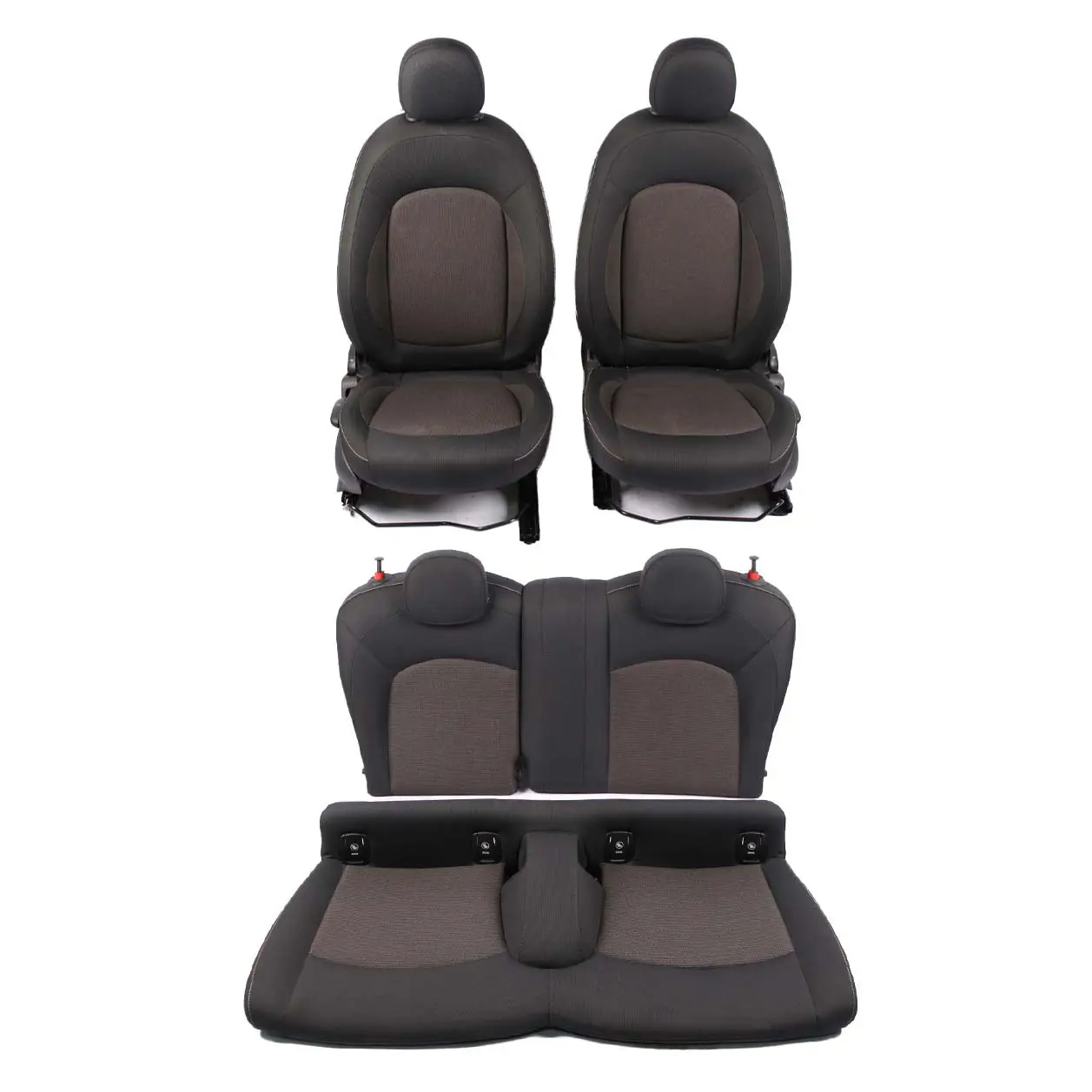 Heated Seats Mini F56 Cooper One Cloth Fabric Set Front Rear Seat Carbon Black