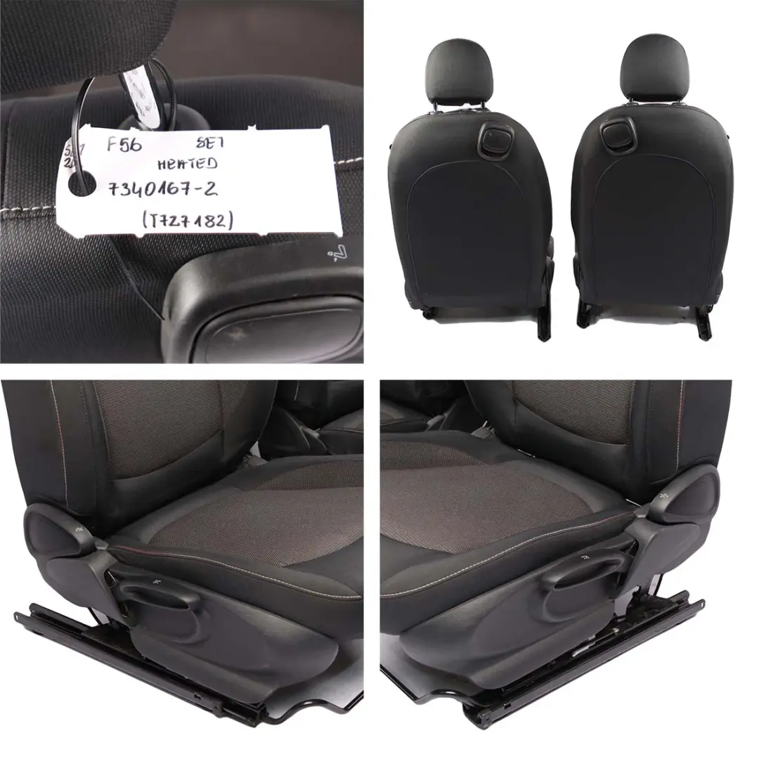 Heated Seats Mini F56 Cooper One Cloth Fabric Set Front Rear Seat Carbon Black