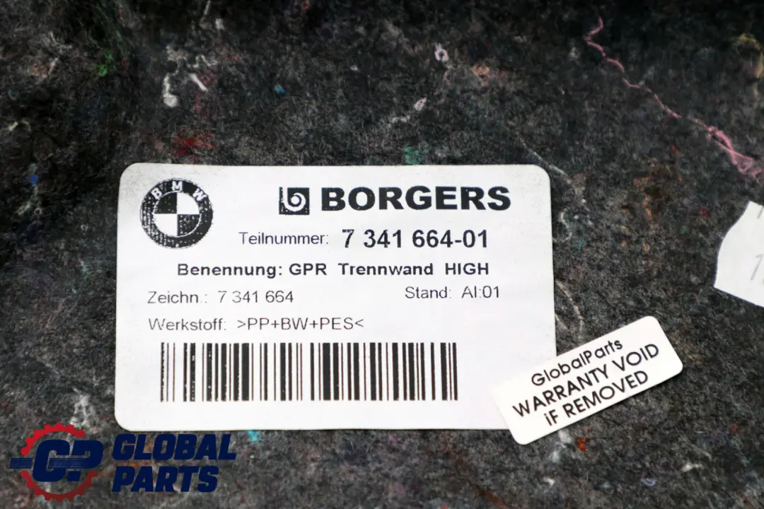 BMW Z4 E89 Cabrio Trunk Lid Partition Trim Panel Bulkhead Black 7341664