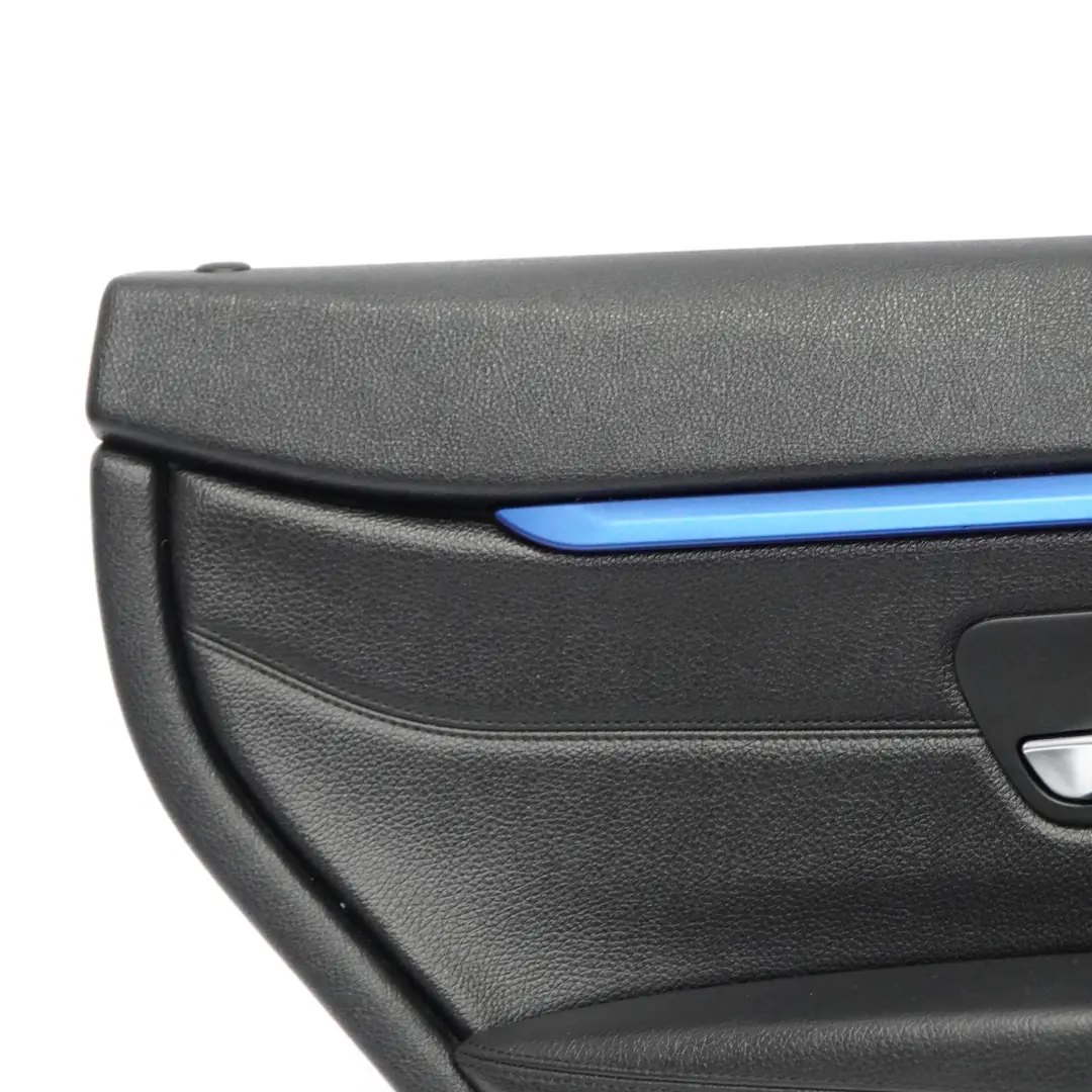 BMW F36 Door Card Trim Rear Left N/S Panelling Lining Leather Black Blue Strip