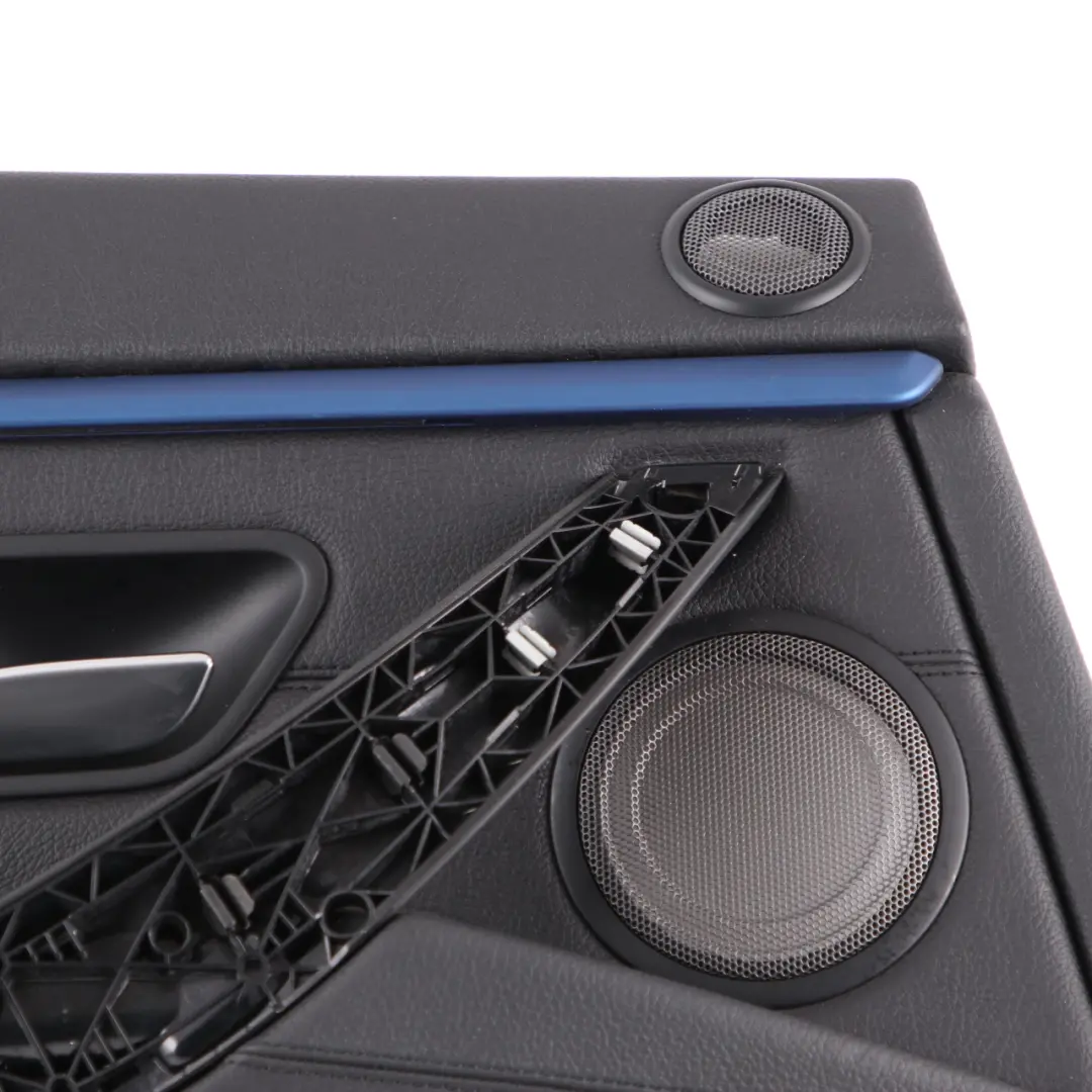 BMW F36 Door Card Trim Rear Left N/S Panelling Lining Leather Black Blue Strip