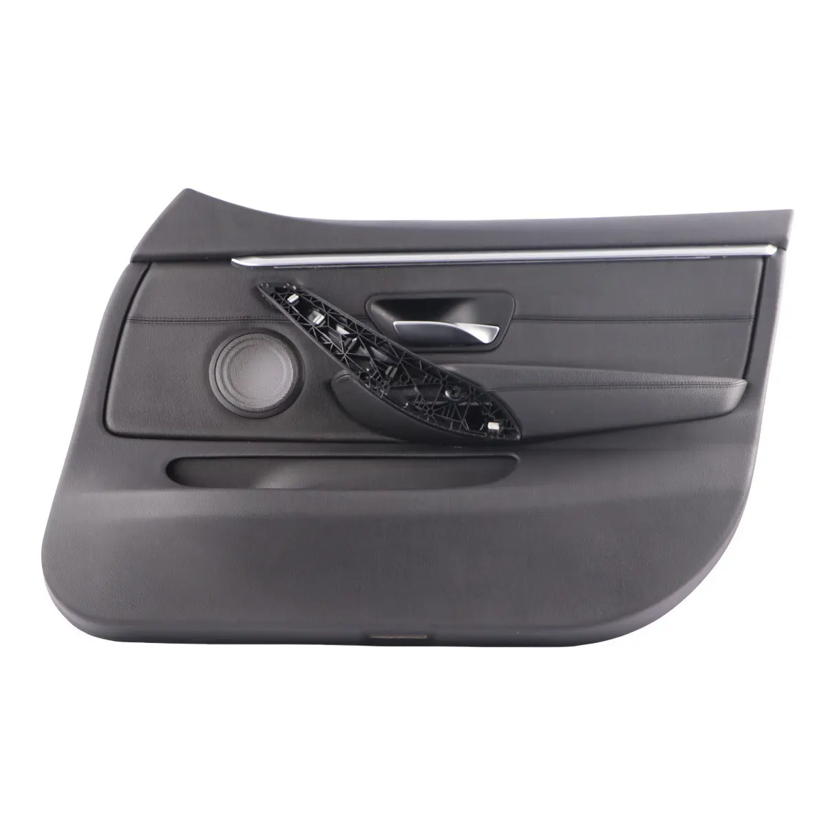 BMW F36 Door Card Front Right O/S Lining Panel Black Leather Silver Strip