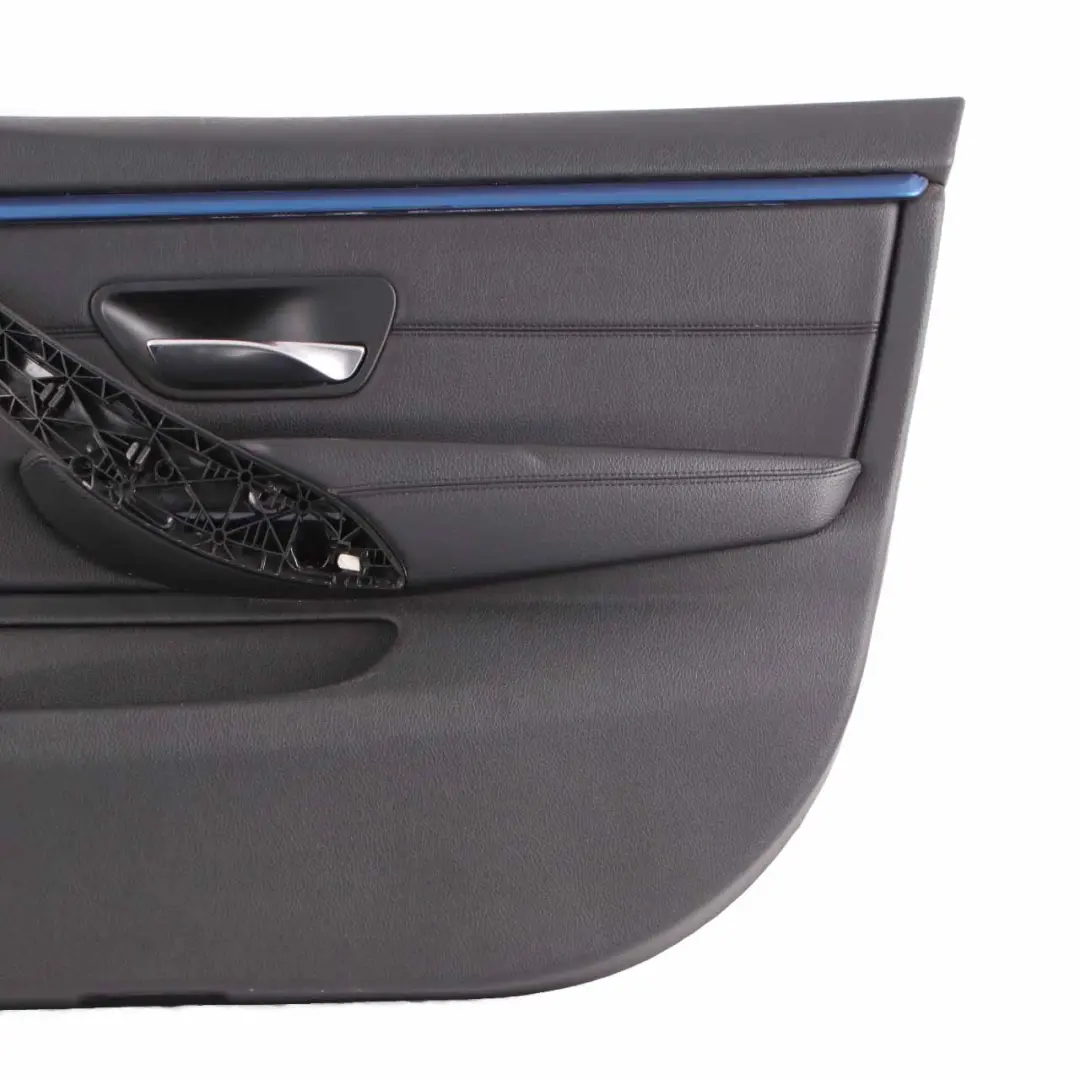 BMW F36 Door Card Front Right O/S Lining Panel Black Leather Blue Strip