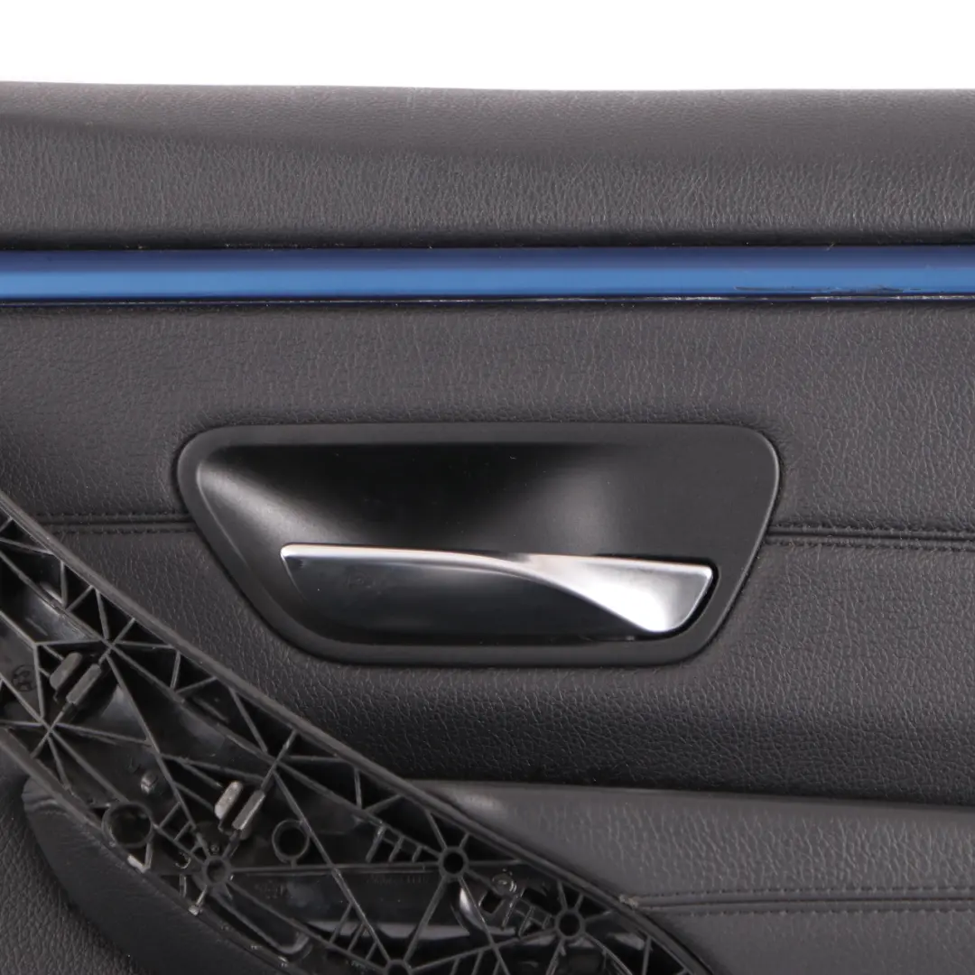 BMW F36 Door Card Front Right O/S Lining Panel Black Leather Blue Strip