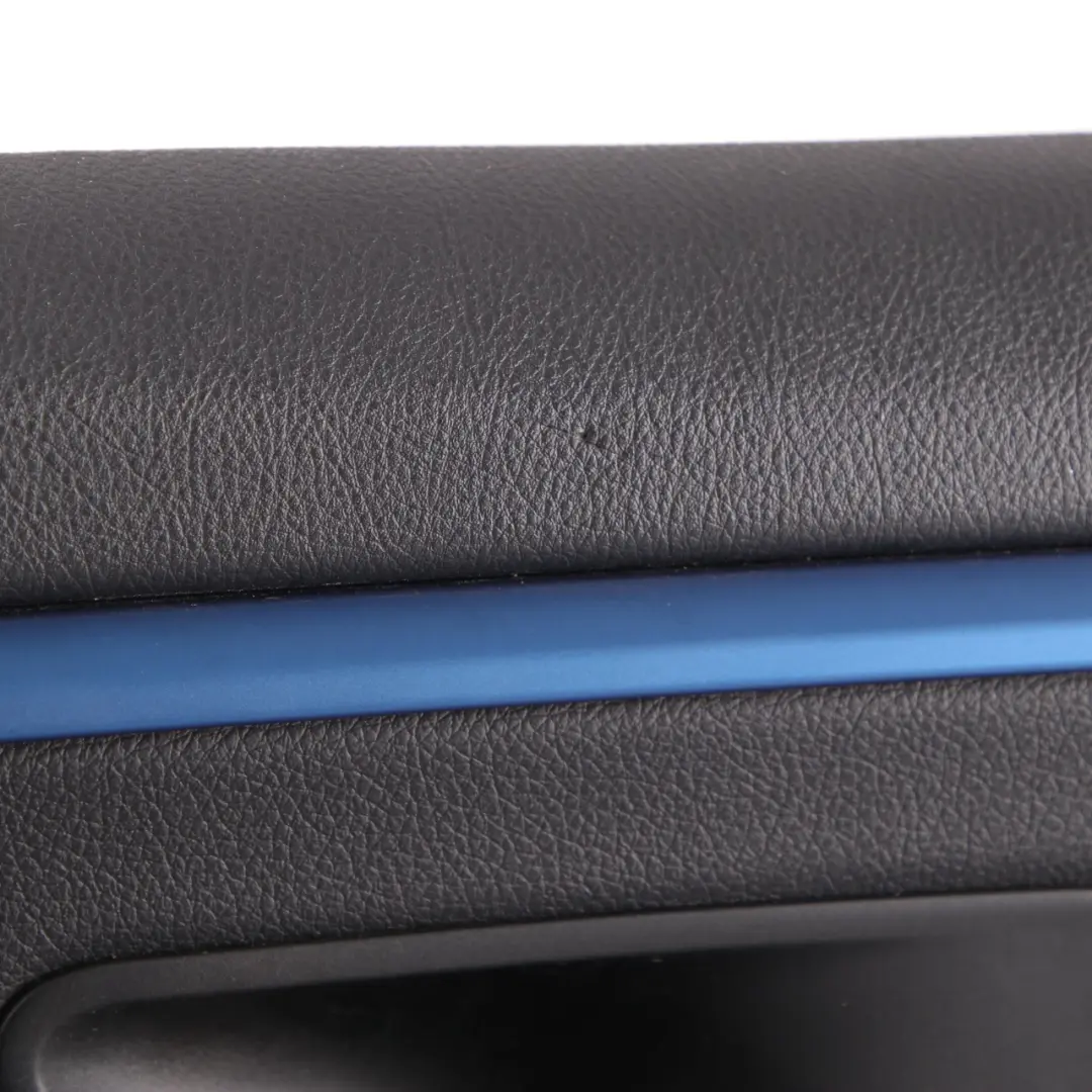 BMW F36 Door Card Front Right O/S Lining Panel Black Leather Blue Strip