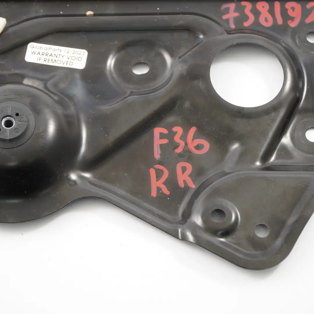 BMW F36 Fensterheber Motor hinten rechts Abdeckung Platte Halterung 7381922