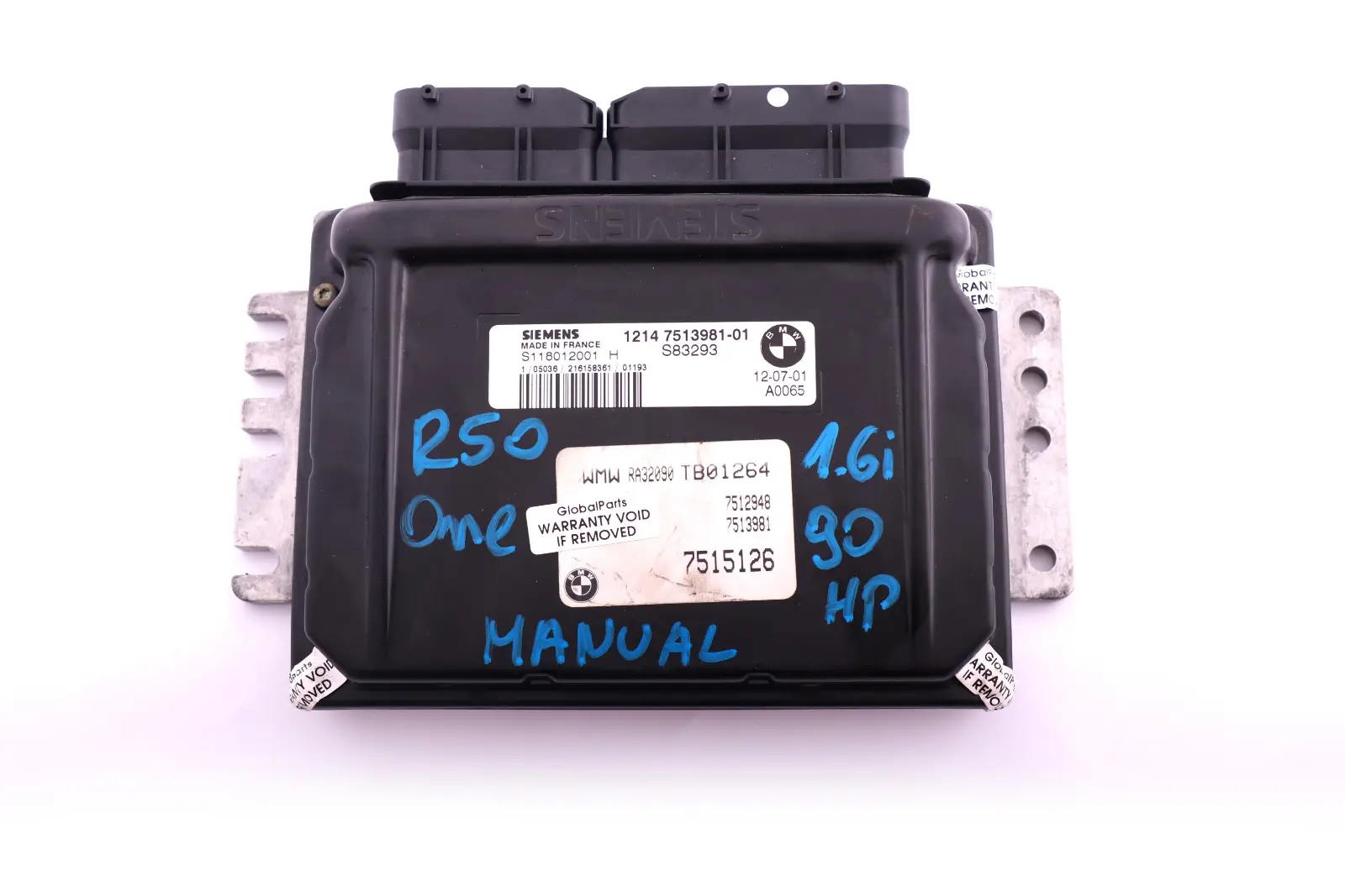 BMW Mini R50 One 1.6i Benzin Steuergerät DME programmiert 7515126 7513981