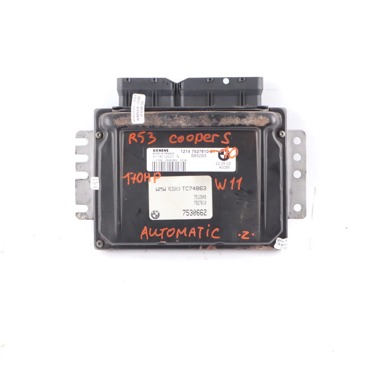 MINI Cooper S R53 W11 170HP Engine Control Unit Module ECU DME 7527610 Automatic