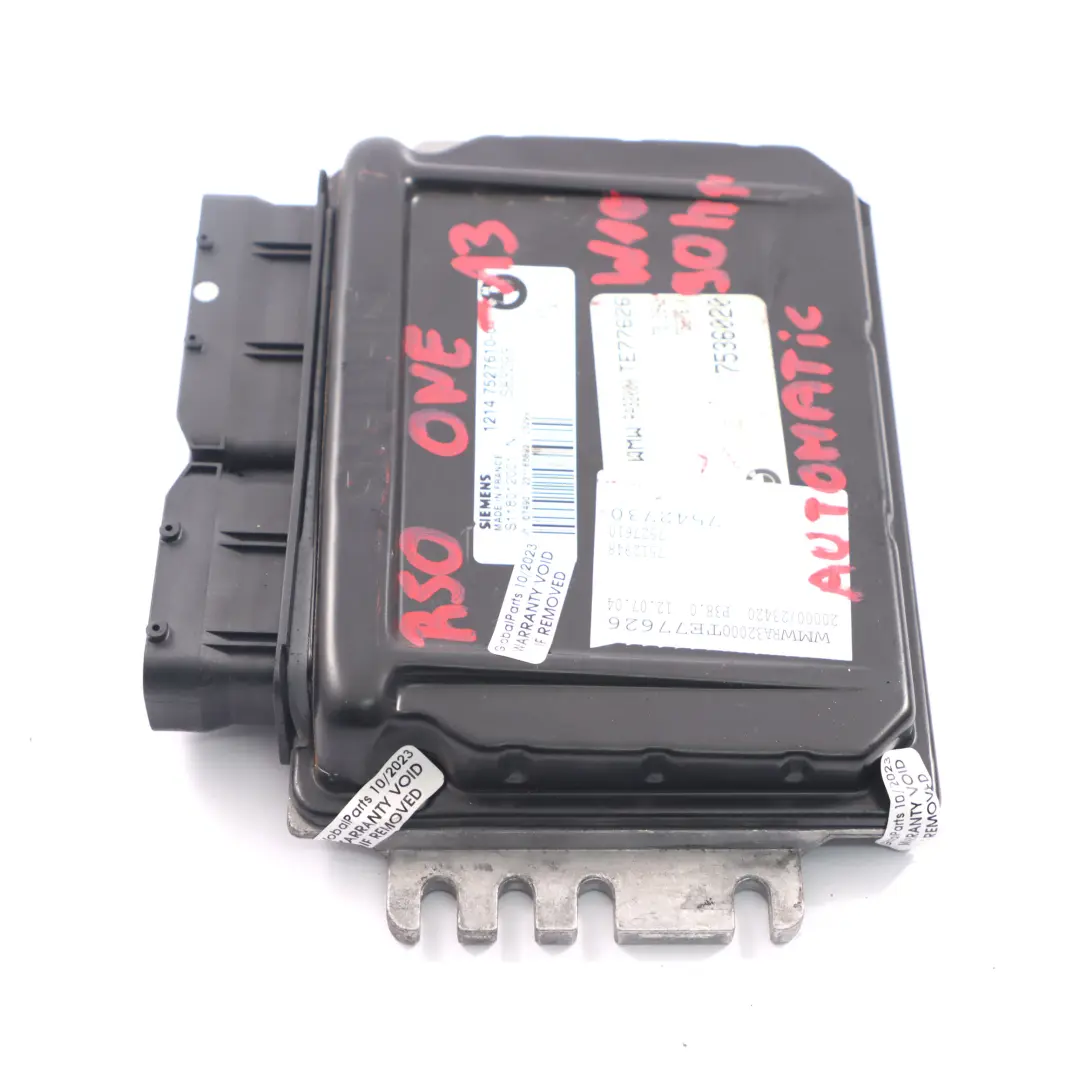 MINI One R50 W10 90HP Motor ECU Unidad de Control Módulo DME 7527610 Automático