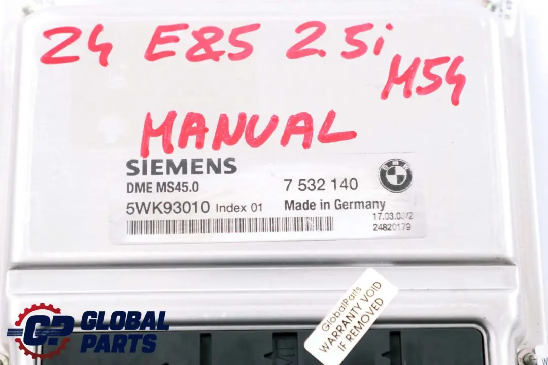 BMW X3 E83 Z4 E85 2.2i 2.5i 3.0i Engine M54 ECU DME Control Unit 7532140 Manual