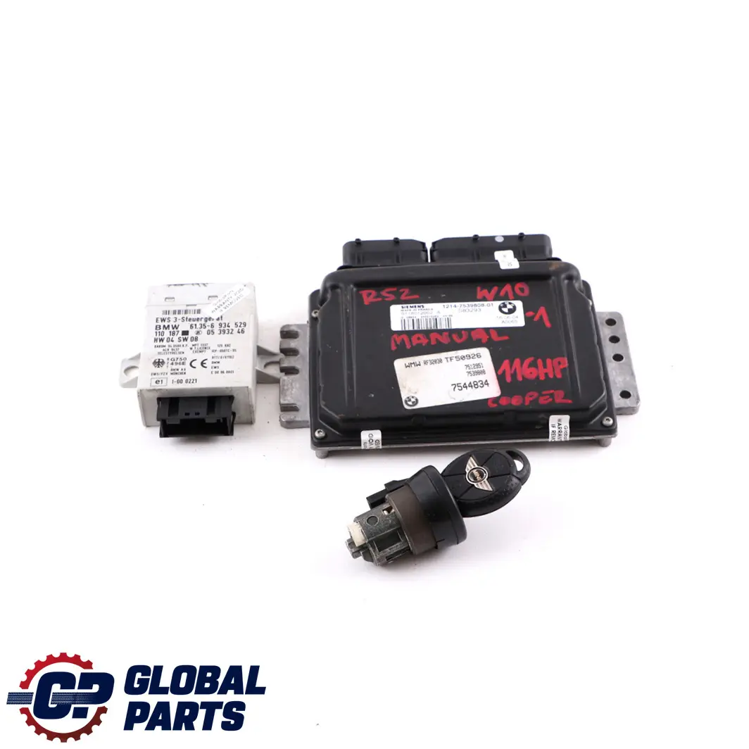 MINI Cooper R50 R52 1.6i W10 116HP Engine ECU Kit DME 7539808 EWS Key Manual