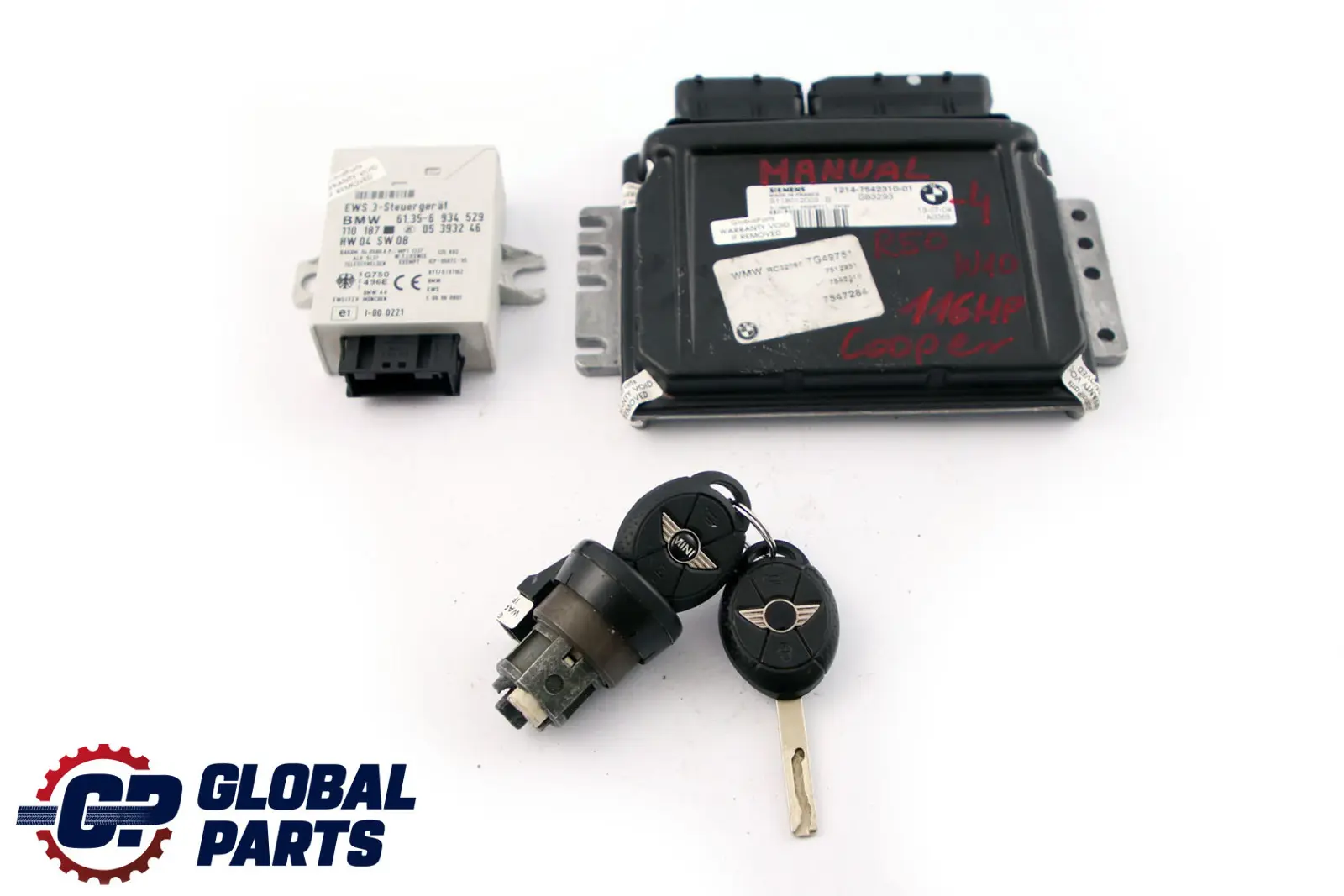 Mini Cooper R50 W10 116HP Engine ECU Kit DME 7542310 + EWS + 2 Keys Manual