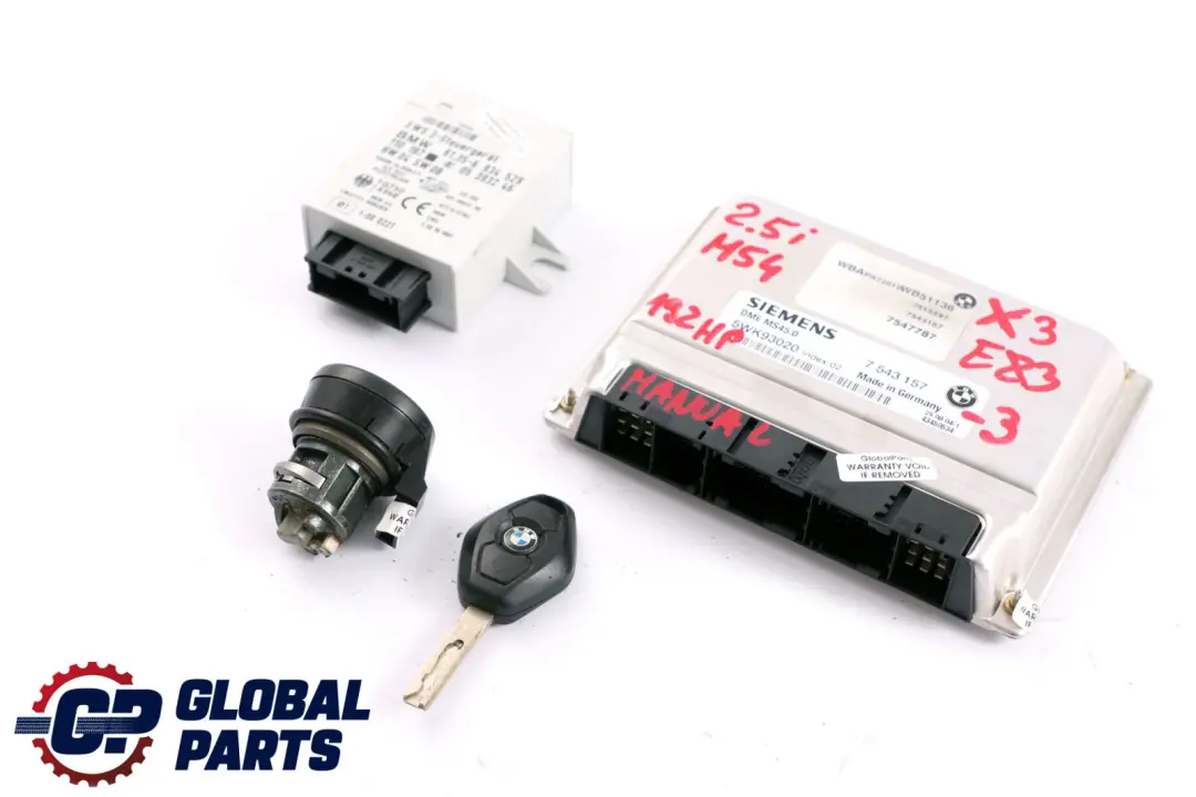BMW X3 er E83 2.5i M54 192PS ECU Steuergerät 7543157 DME EWS3 + Schlüssel