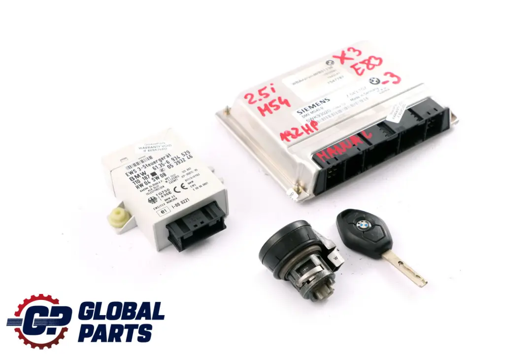 BMW X3 er E83 2.5i M54 192PS ECU Steuergerät 7543157 DME EWS3 + Schlüssel