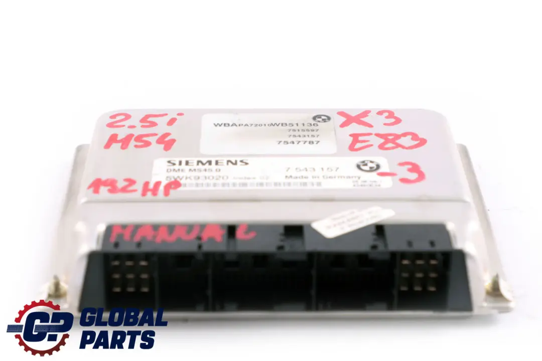BMW X3 er E83 2.5i M54 192PS ECU Steuergerät 7543157 DME EWS3 + Schlüssel
