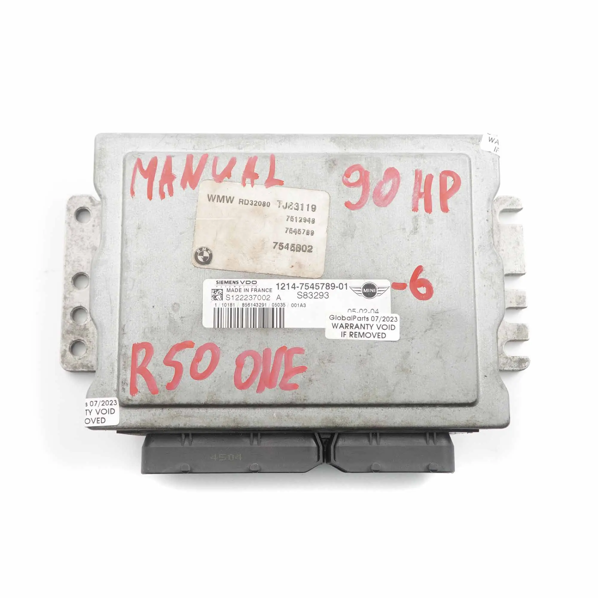 Mini One R50 W10 90HP Engine Control Unit ECU DME 7545789 Manual Transmission