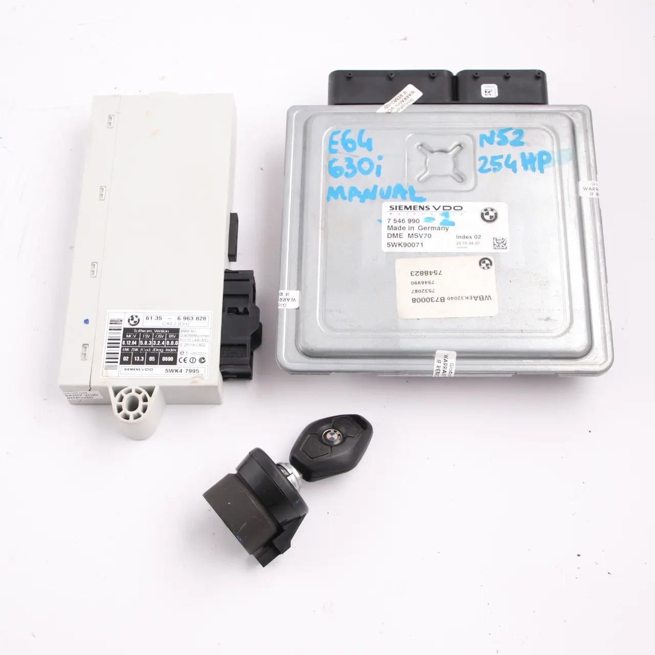 BMW E60 E63 E64 530i 630i N52 258HP ECU Kit DME 7546990 + CAS2 + Key Manual