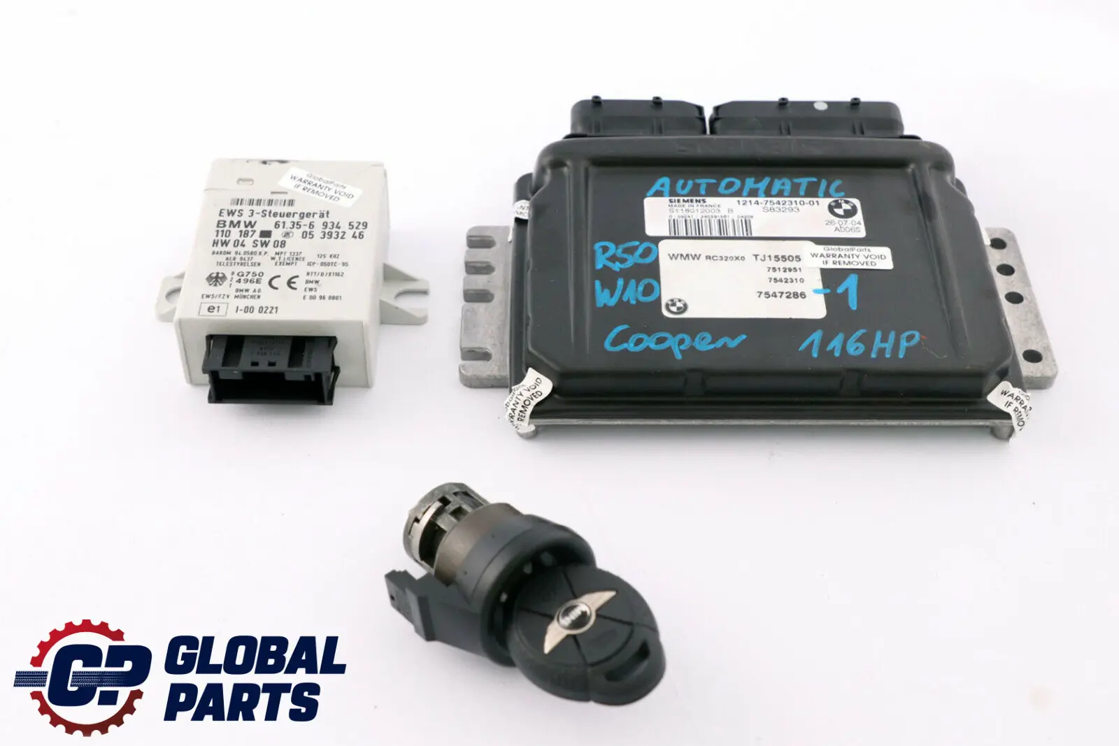 BMW MINI Cooper R50 W10 116HP Petrol Engine ECU Kit EWS3 Key 7547286 Automatic