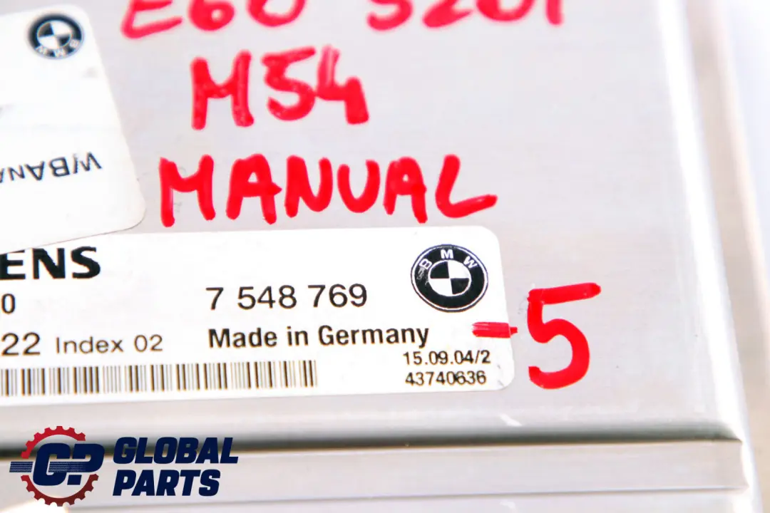 M54 170HP ECU Kit DME + CAS2 + Key Manual BMW 5 Series E60 520i - SKU 7548769-5 - Part number 7548769