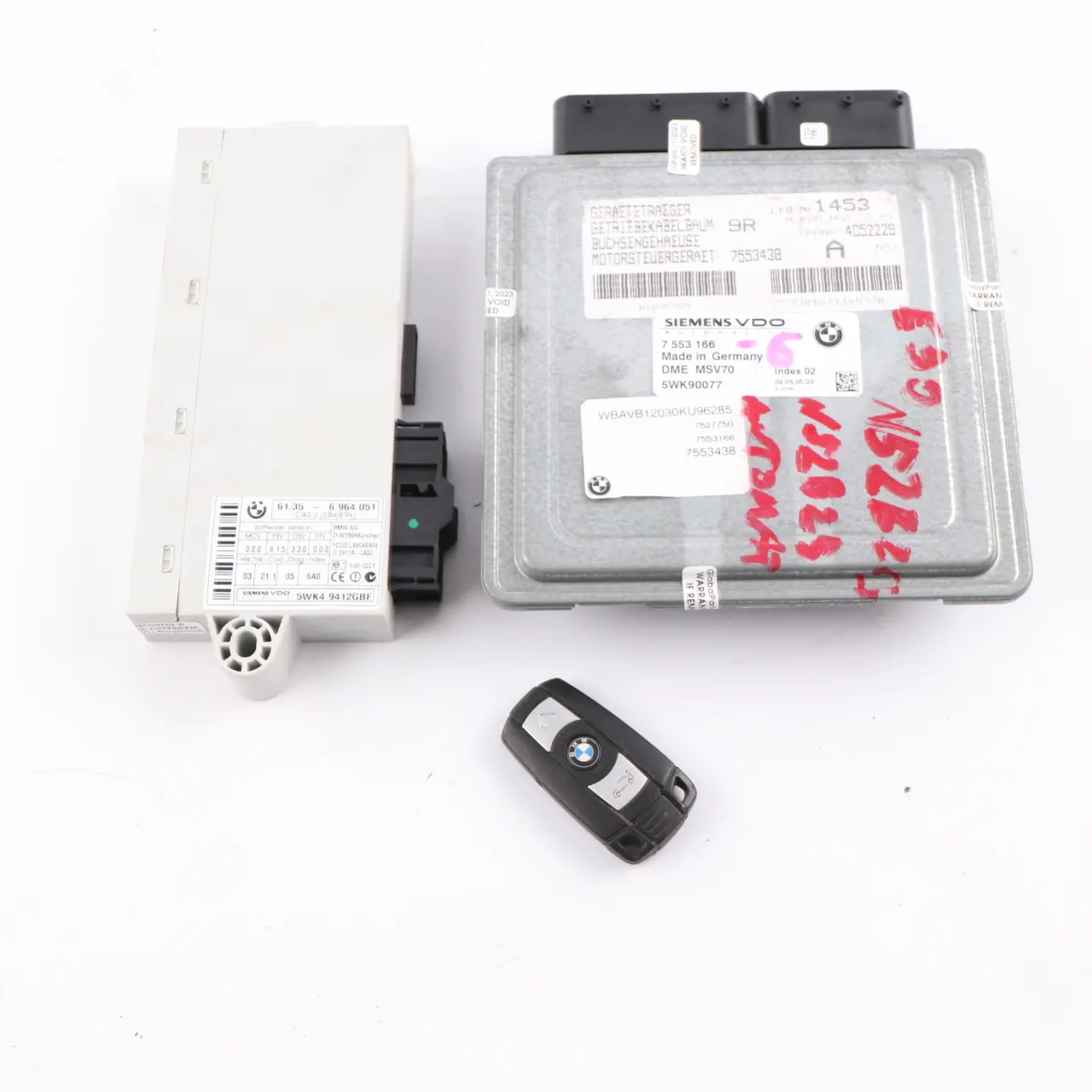 BMW E60 E90 E91 N52 325i 525i Engine ECU Kit DME 7553166 CAS2 Key Automatic