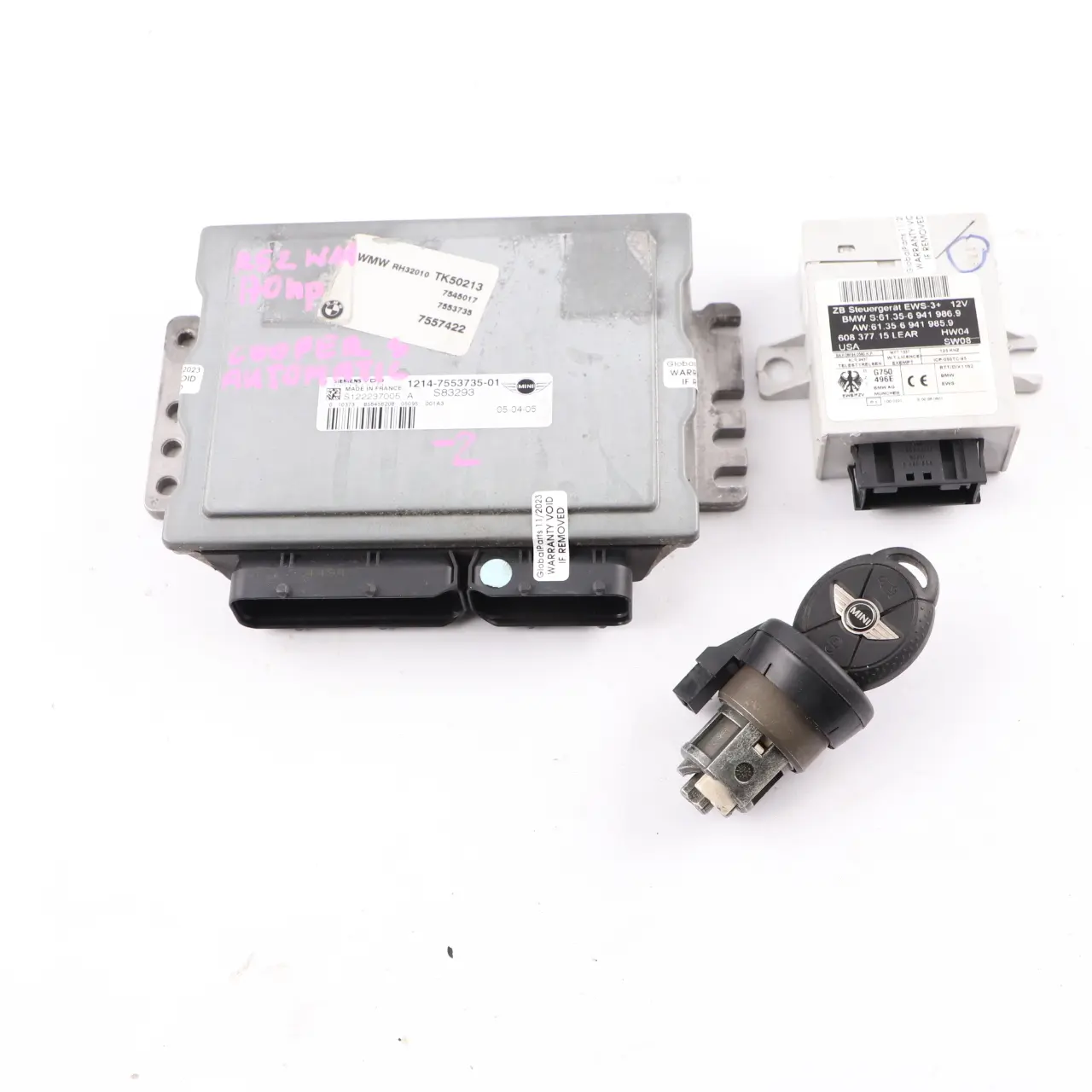 Mini Cooper S R53 W11 170HP Engine ECU Kit DME 7553735 + EWS + Key Automatic