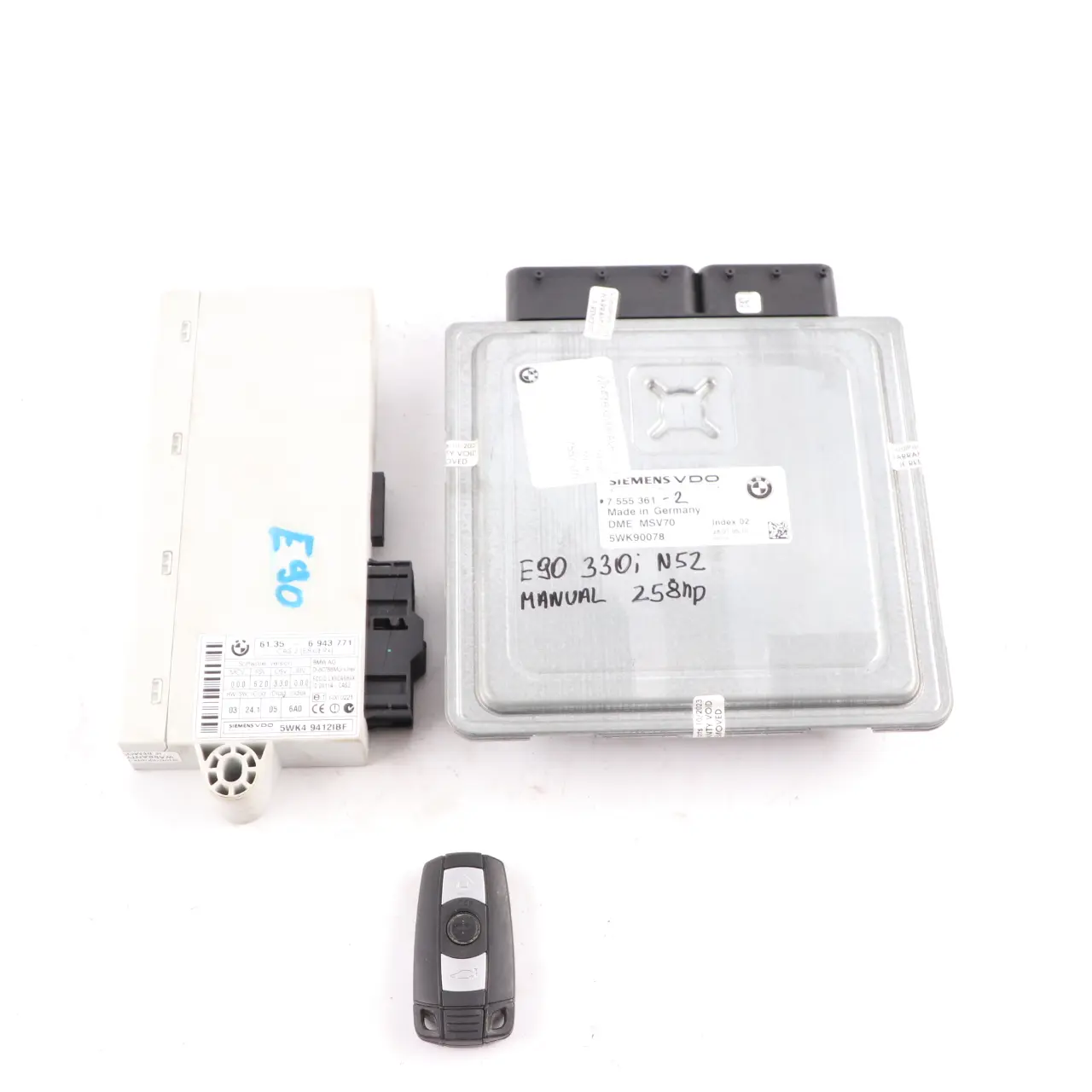 BMW E60 E61 E90 E91 330i 530i Petrol N52 ECU Kit DME 7555361 CAS2 Key Manual