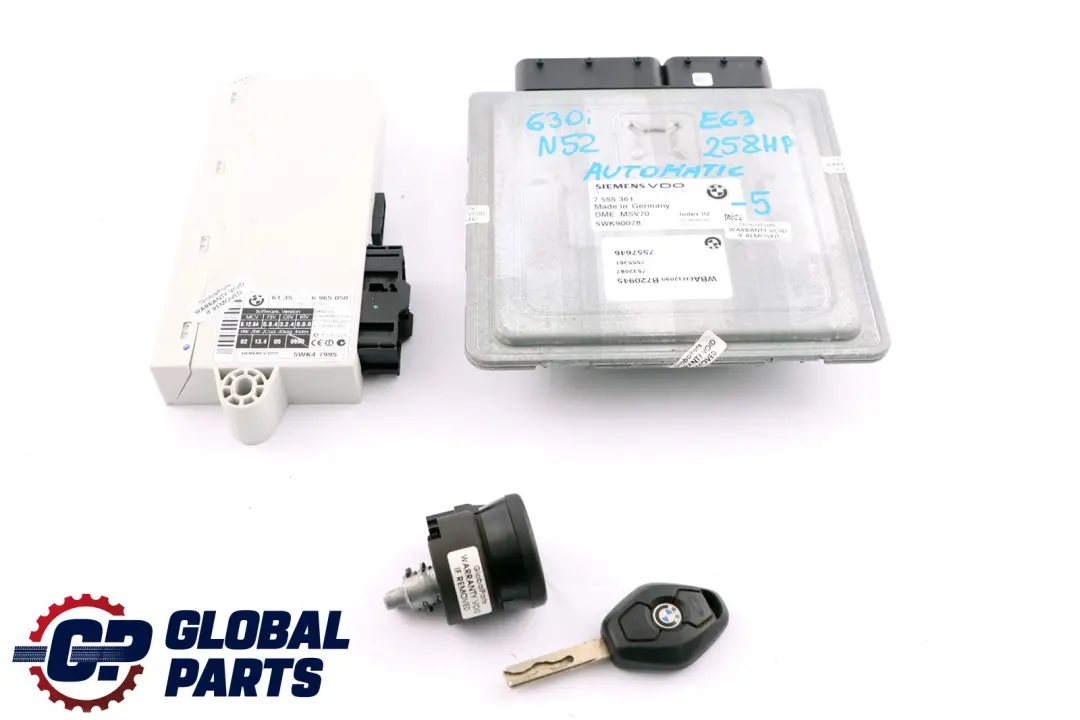 BMW 5 6 Series E60 E63 E64 530i 630i N52 ECU Kit DME CAS 2 Key 7555361 Automatic