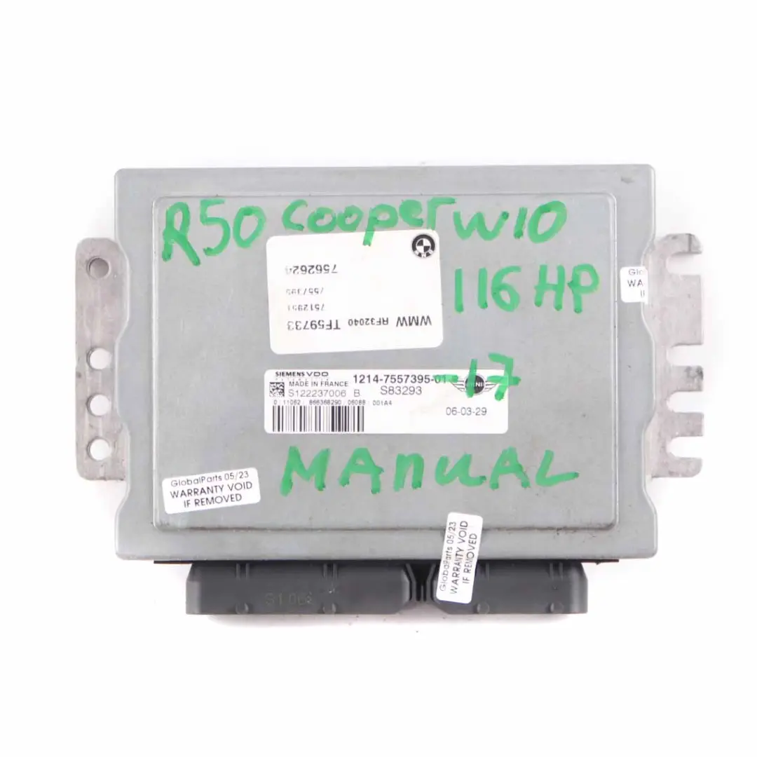 Mini Cooper R50 W10 116HP Engine Control Unit ECU Kit DME 7557395 + EWS + Key 