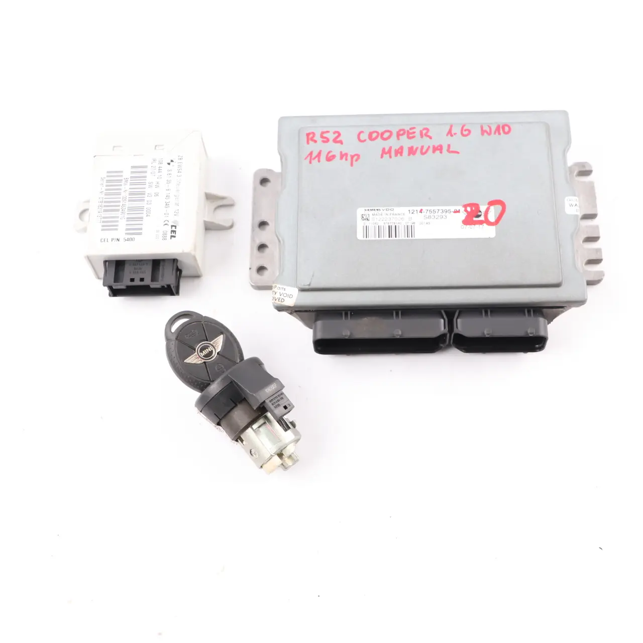 Mini Cooper R50 W10 116HP Unidad Control del Motor Kit ECU DME 7557395 EWS Clave